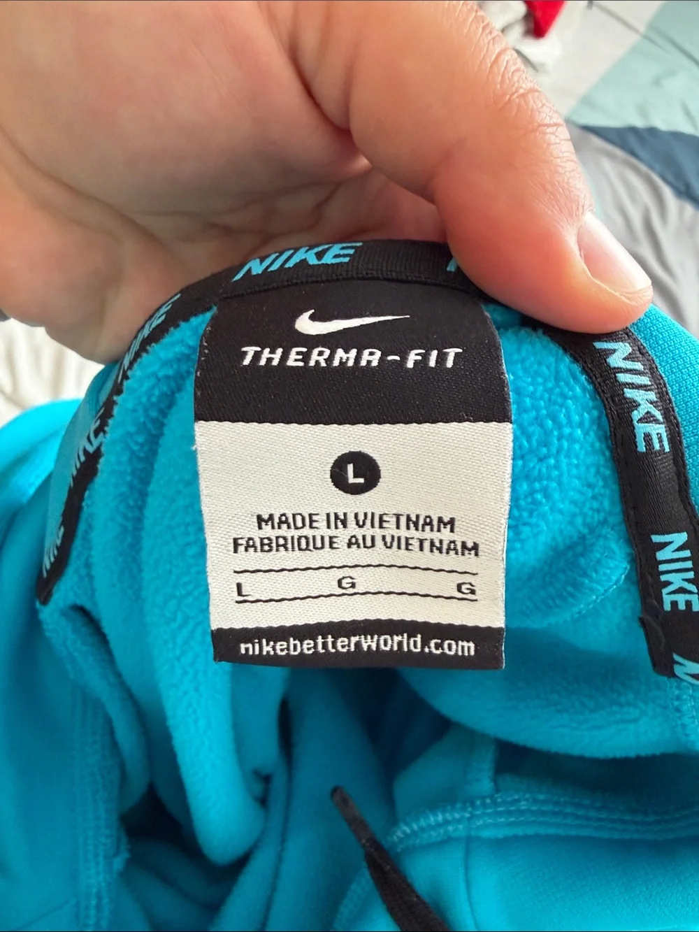 Nike Turquoise Pullover Hoodie with Black Dotted Swoosh